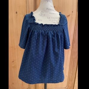 Madewell navy blouse with clip dots